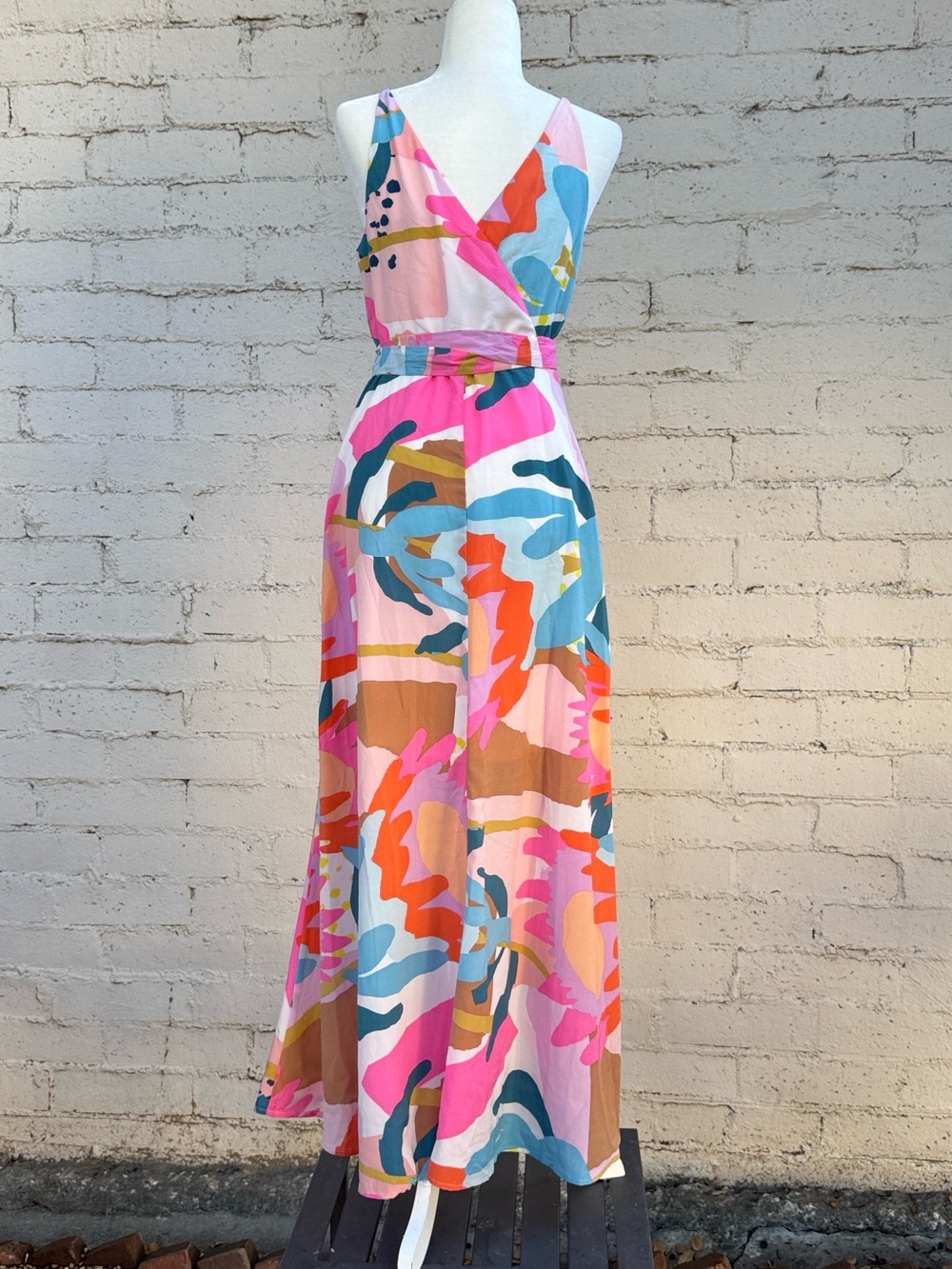 Anthropologie Hutch Leah Wrap Maxi Dress Abstract Floral Size M - Picture 7 of 11